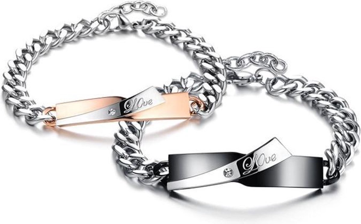Love Wave Armband Set voor Hem en Haar - Valentijn Cadeautje voor Stellen - Valentijnsdag - Valentijn Cadeautje voor Mannen