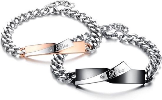 Presentator Briesje Nominaal Love Wave Armband Set - Valentijn Cadeautje voor Hem en Haar - Armband  Dames - Armband... | bol.com