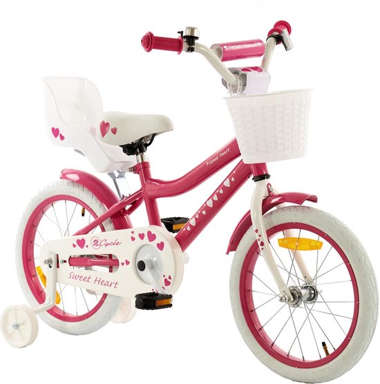 2Cycle Sweet Kinderfiets -16 inch - Poppenzitje - Roze-Wit - Meisjesfiets |  bol.com