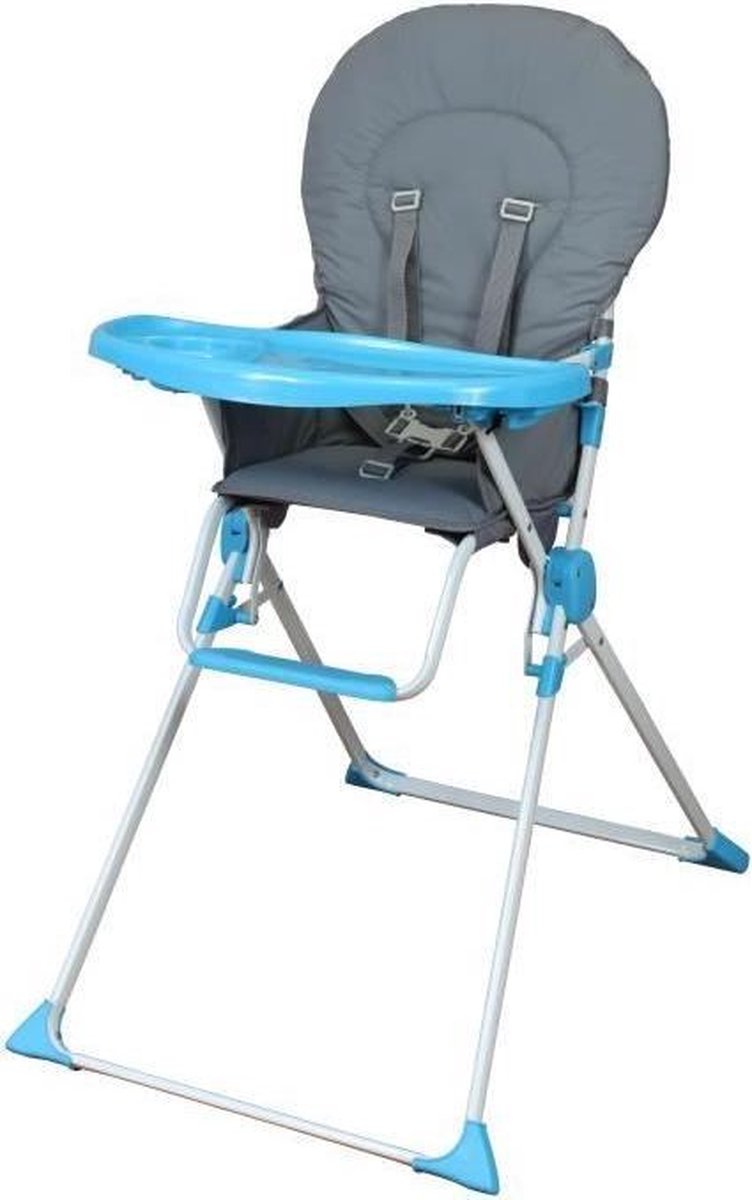BAMBIKID Chaise haute fixe - gris et turquoise | bol.com