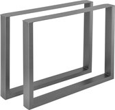 Meubelpoot - Tafelpoot - Set van 2 stuks - Staal - Afmeting (LxBxH) 90 x 8 x 72 cm - Kleur grijs / metaal kleurig