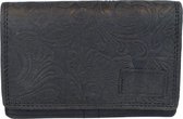 Zwarte RFID Dames Portemonnee Leer Met Bloemenprint - Kleine Lederen Portemonnee