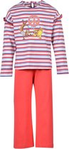 Woody pyjama meisjes/dames - rood/blauw streep - hond - 201-1-PLG-S/914 - maat 140