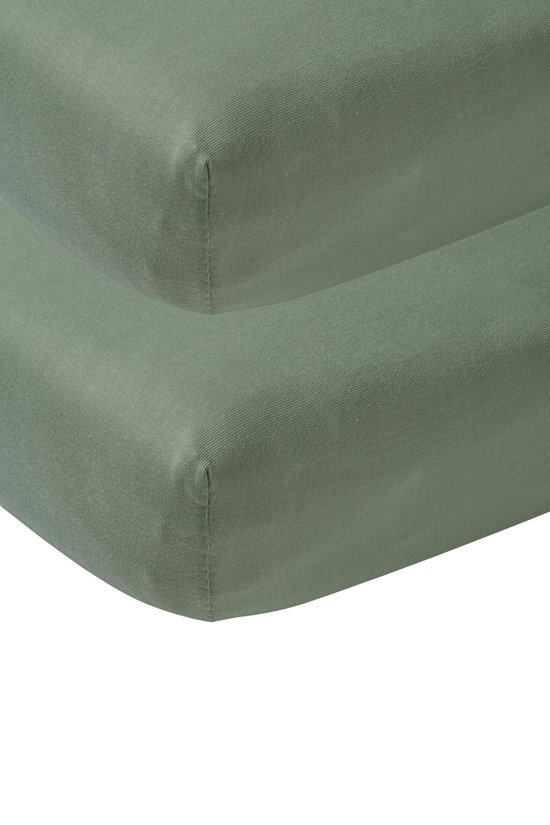 Foto: Meyco baby uni hoeslaken ledikant 2 pack forest green 60x120cm