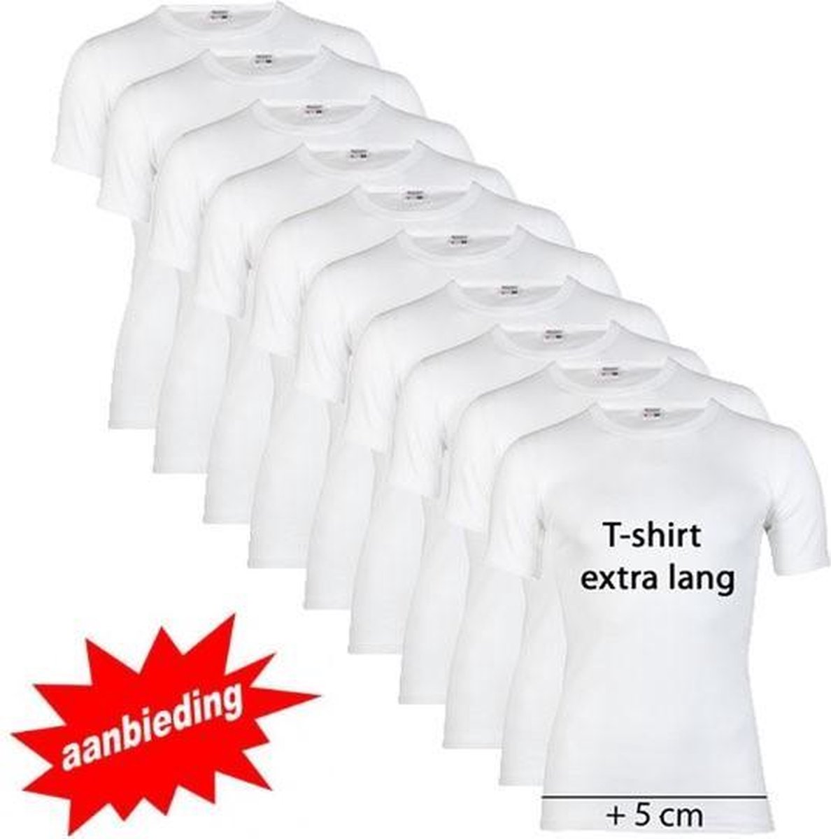 10-pack Extra lange heren T-shirts met ronde hals M3000 Wit maat XXL |  bol.com