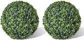 Buxusbol kunstplant - PVC - Groen - 35 cm diameter - 2 st