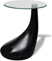 Salontafel met rond glazen tafelblad hoogglans zwart