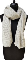 cashmere sjaal dames - cashmere sjaal - kasjmier sjaal - luxe sjaal / lichtgrijs gehaakt - met zilveraccent