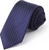 Zijden stropdassen - stropdas heren ThannaPhum Zijden stropdas donkerblauw met zilveren stippen