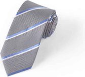 Zijden stropdassen - stropdas heren ThannaPhum Zijden stropdas grijs met blauw witte streep
