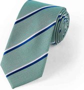 Zijden stropdassen - stropdas heren ThannaPhum Zijden stropdas lichtgroen met blauw zilveren streep