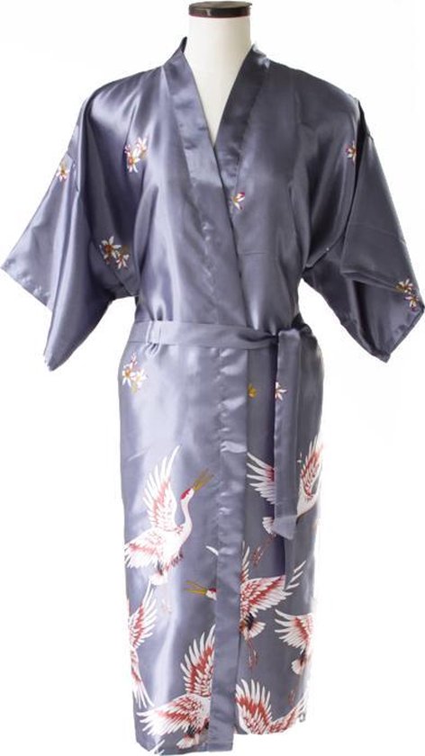 TA-HWA Kimono avec grues Argent Kimono pour femme S