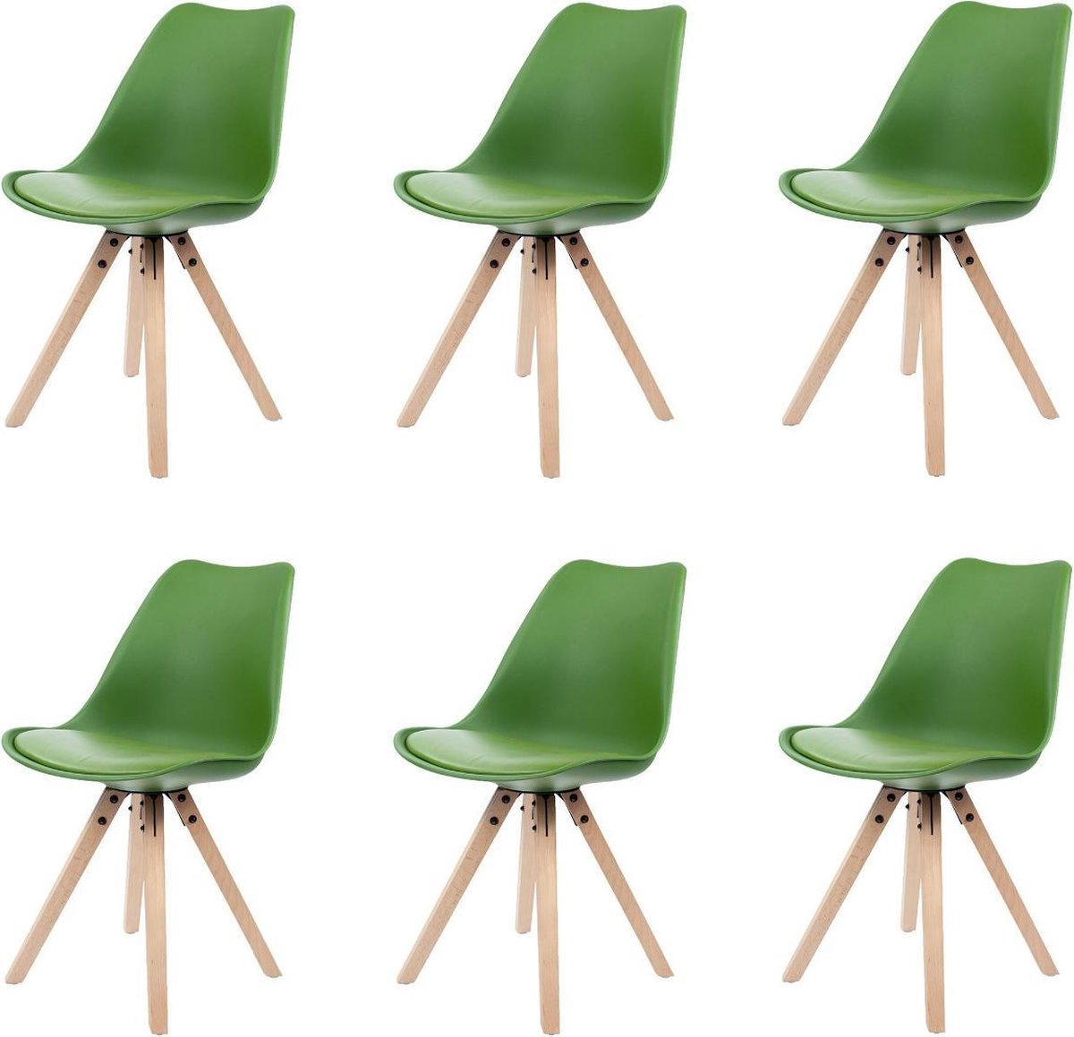 | Eetkamerstoel Set van 6 groen Stilo met zitvulling Eetkamerstoel wit Stilo met zitvulling kuipstoel | BESLIST.nl |