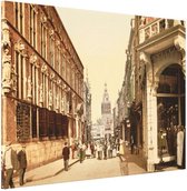 Oud Stadsgezicht Nijmegen - Stadhuis en Grote Markt - Oude Foto Print op Canvas Doek - 90x60 cm