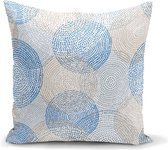 Decoratieve sierkussen punten patroon blauw, grijs, bruin kleur - Kussens woonkamer - Aan beide zijdig bedrukt - 45x45cm