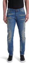 Purewhite - Stan 401 Distressed Heren Slim Fit   Jeans  - Blauw - Maat 31