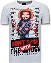Heren T shirt met Print - Bloody Chucky Angry - Wit