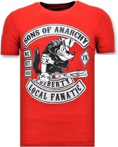 Exclusieve Heren T shirt met Opdruk - Sons of Anarchy Print - Rood