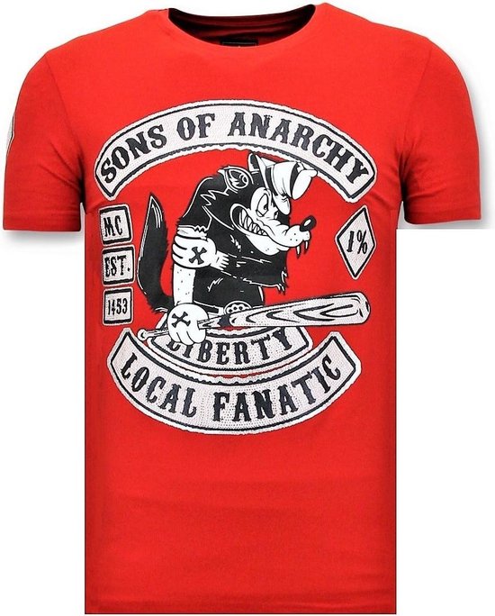 Local Fanatic Exclusive T-shirt pour homme avec imprimé - Sons of Anarchy Print - T-shirt pour homme rouge avec imprimé - Sons of Anarchy - T-shirt pour homme noir Taille L