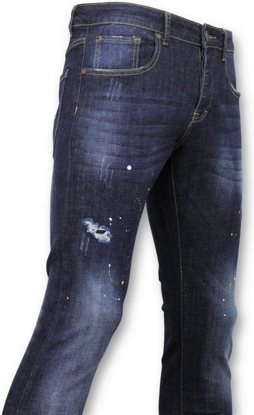 Basic Broek Heren - Jeans Met Verfvlekken - D3068 - Blauw | bol.com