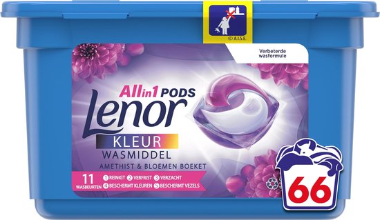 Lenor All In 1 Pods Amethist & Bloemen Boeket Wasmiddel - Voordeelverpakking 66 Wasbeurten - Wasmiddel Pods