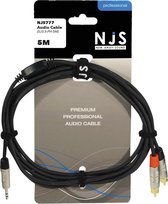 NJS 3,5 mm Stereo Audio Kabel naar 2 x Tulp (RCA) Kabel ( 5 Meter)