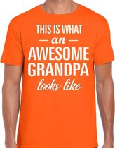 Awesome Grandpa / opa cadeau t-shirt oranje heren - Vaderdag 2XL