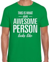 Awesome Person tekst t-shirt groen heren - heren fun tekst shirt groen XL