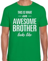 Awesome Brother tekst t-shirt groen heren M