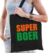 Super boer cadeau tas zwart voor dames cadeau katoenen tas zwart voor dames - kado tas / tasje / shopper