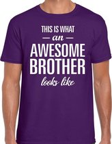 Awesome Brother tekst t-shirt paars heren 2XL