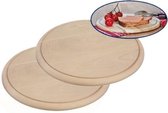 2x Ronde houten ham planken / broodplanken / serveer planken 28 cm - brood snijden / serveren – serveerplankjes