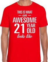 Awesome 21 year / 21 jaar cadeau t-shirt rood heren 2XL