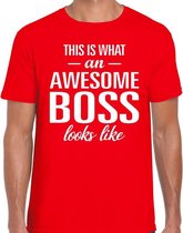 Awesome Boss tekst t-shirt rood heren XL