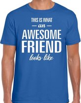 Awesome friend cadeau t-shirt blauw heren M