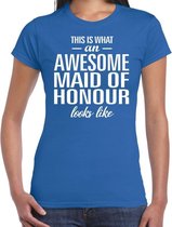 Awesome maid of honour/getuige cadeau t-shirt blauw dames XS