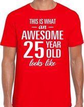 Awesome 25 year / 25 jaar cadeau t-shirt rood heren L