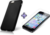 HB Hoesje Geschikt voor Apple iPhone 6 & 6s - Siliconen Back Cover & Glazen Screenprotector - Zwart