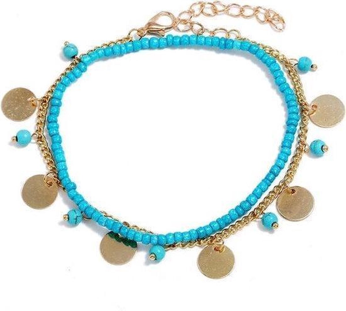 Jomide Enkelbandje - Boho - Blauw/Goudkleurig