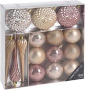 Kerstballenset 15 delig Roze