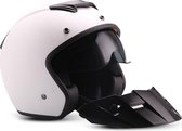 Moto S78 Mat wit open jet helm politie, motor scooterhelm, M Medium 57-58 cm hoofdomtrek