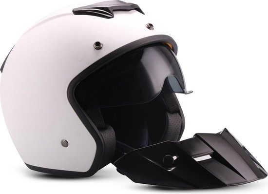 Moto S77 casque jet ouvert blanc mat police, casque scooter, M Medium 57-58  cm tour de... | bol.com