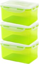 Lock&Lock Vershoudbakjes - Bewaardozen voedsel - Meal prep bakjes - Magnetron bakjes met deksel - Lunchbox - Lekvrij - BPA vrij - Set van 3 Stuks - 1,1 liter - Groen
