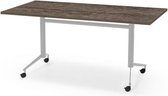Professionele Klaptafel - inklapbare tafel - 180 x 80 cm - blad bruin eiken - aluminium onderstel - eenvoudig zelf te monteren - voor kantoor