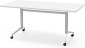 Pofessionele Klaptafel - inklapbare tafel - vergadertafel - 160 x 80 cm - blad wit - aluminium onderstel - eenvoudig zelf te monteren - voor kantoor