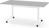 Professionele Klaptafel - inklapbare tafel - vergadertafel - 160 x 80 cm - blad lichtgrijs - wit onderstel - eenvoudig zelf te monteren - voor kantoor