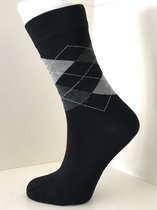 Boru Bamboo Design Square Argyle Sock | Zwart/Grijs, Maat 35/38