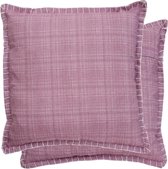 Clayre & Eef Kussenhoes KT021.103P 45*45 cm - Roze Polyester / linnen SierkussenhoesKussen hoes