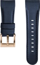 Blue leather strap with rose gold clasp