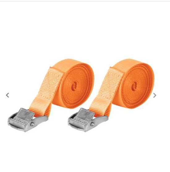 Carpoint Spanbanden – Lengte 4,5 meter – Breedte 25mm – Klemsluiting - Tot 250 KG – Met TÜV/GS keurmerk – 2 stuks